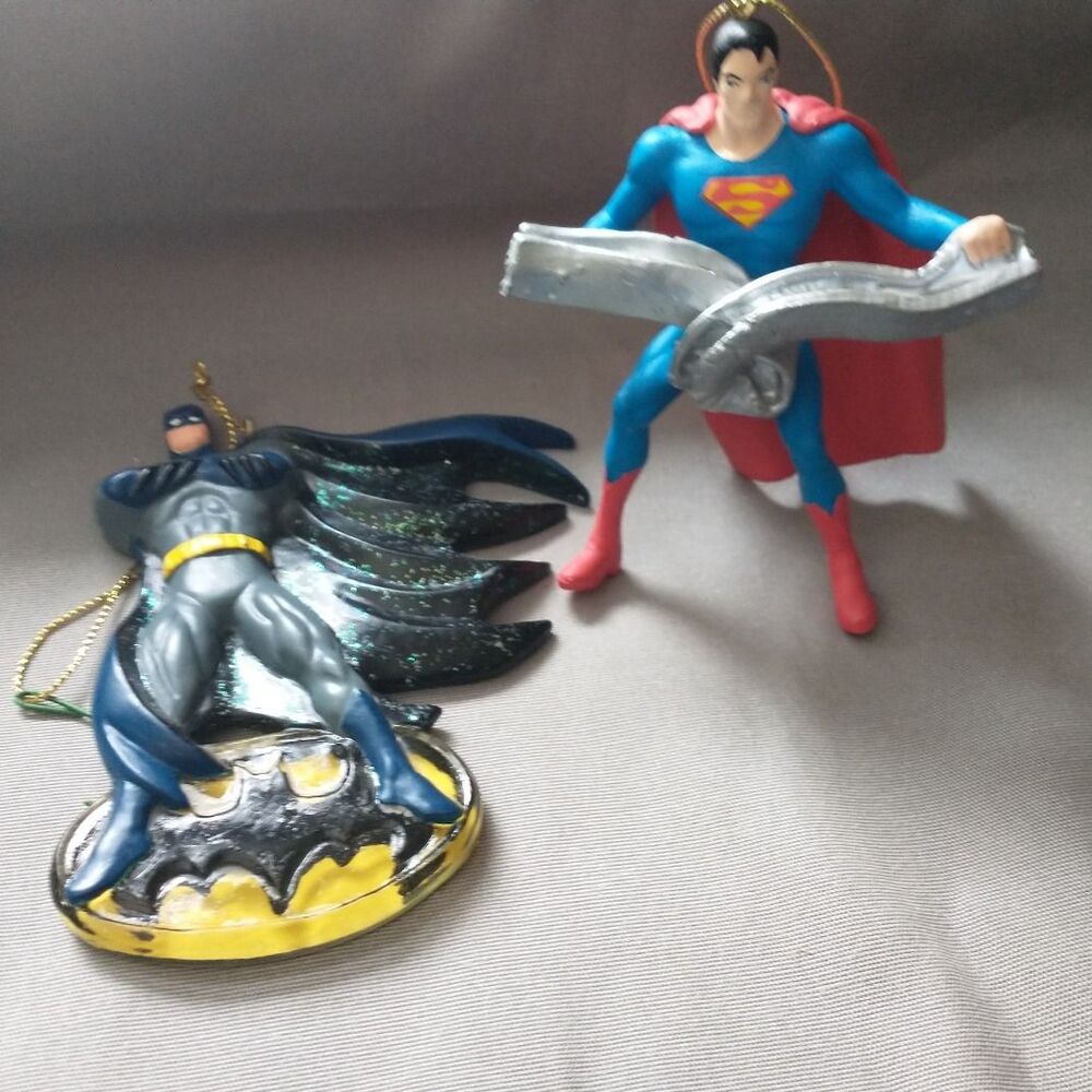Superhero Christmas ornament lot 2 Superman Steel Kurt Adler -Batman DC Comics